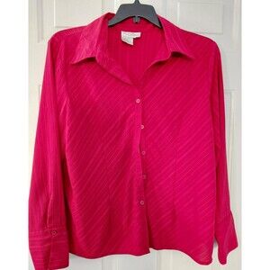 Fred David Vibrant Red Stretch Long Sleeve Blouse